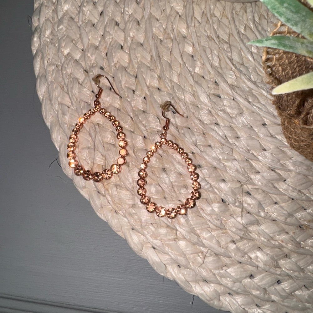 Sparkly Rose Gold Dangle Earrings